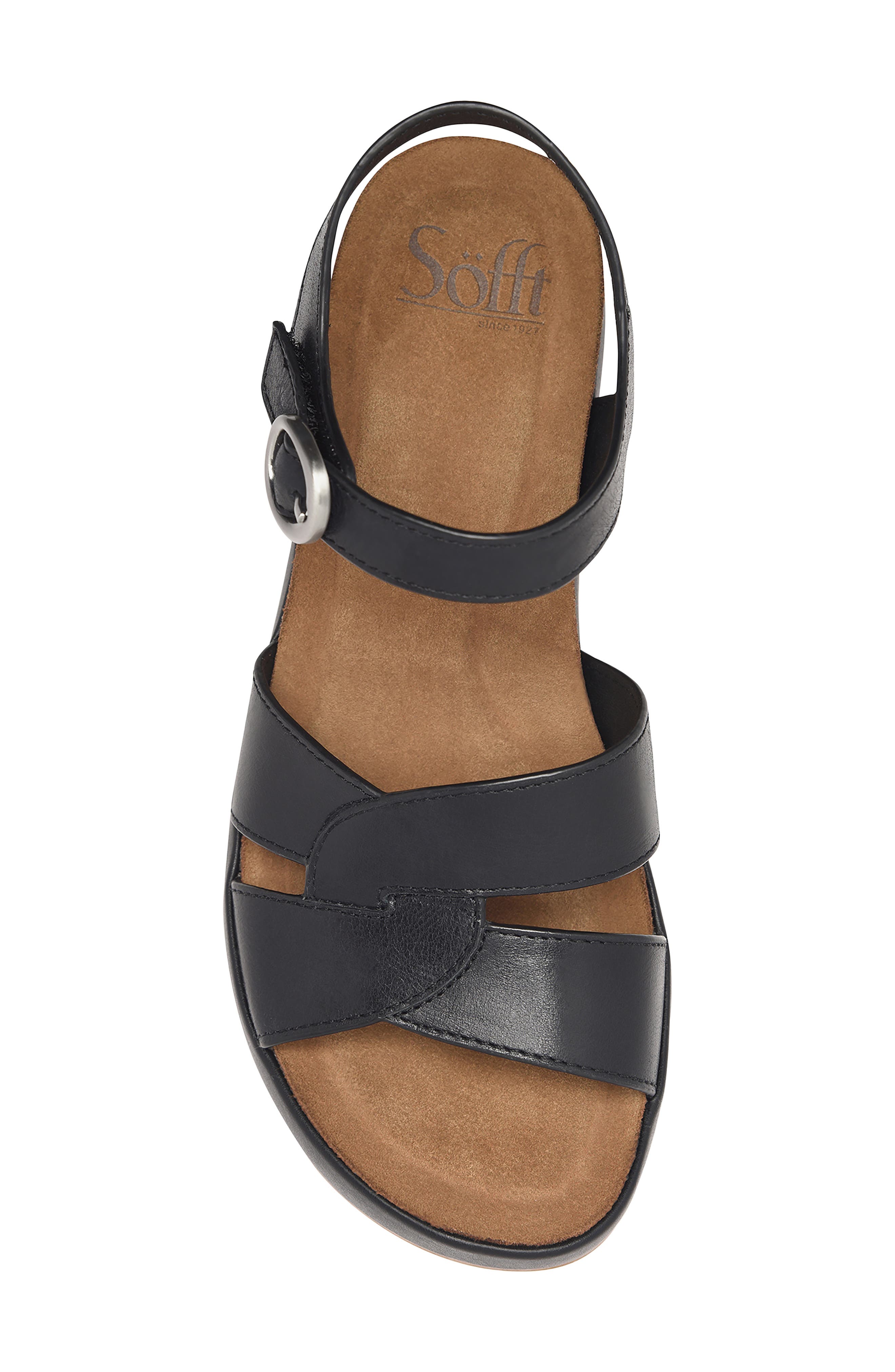 Söfft Capri Ankle Strap Platform Sandal, Alternate, color, Black/ Black Leather