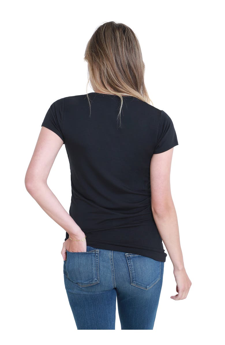 Ingrid & Isabel Maternity Basic Short Sleeve Vneck Tee, Alternate, color, Black