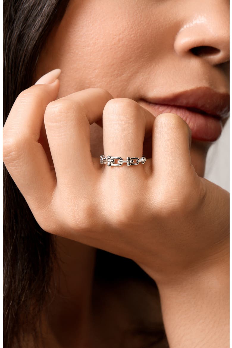14K Gold Stirrup Link Trend Ring, Alternate, color, 14K WHITE GOLD