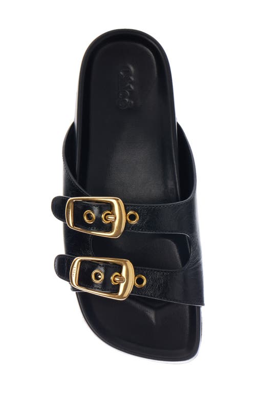 Chloé Polly Leather Double-buckle Slide Sandals In Black