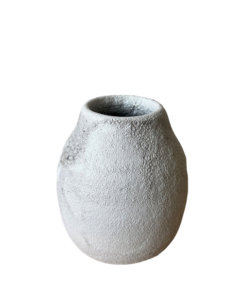 Gina Desantis Ceramics Round Crater Vase In Gray