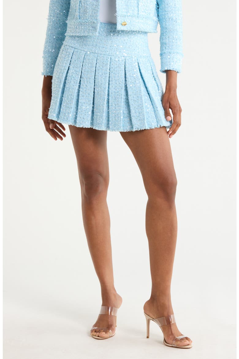 Emilie Box Pleat Miniskirt, Main, color, CAROLINA BLUE