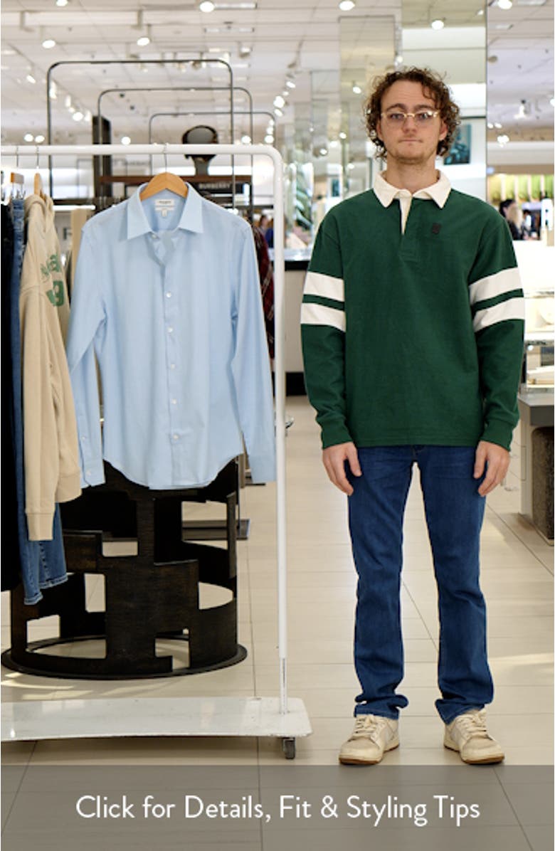 Tech Navy Performance Cotton Blend Piqué Button-Up Shirt, sales video thumbnail