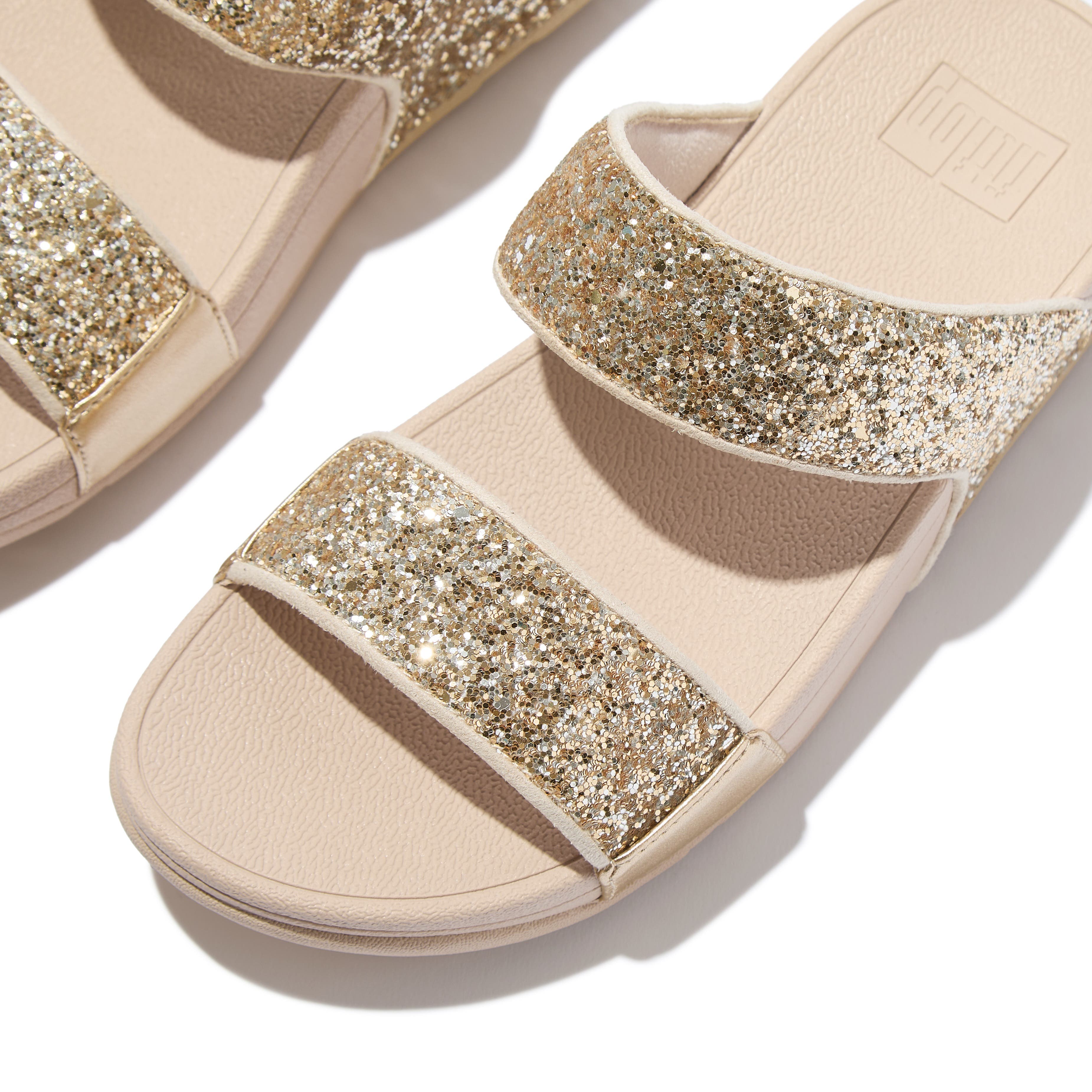 FitFlop Lulu Multi Glitter SL Sandal, Alternate, color, Platino/Silver