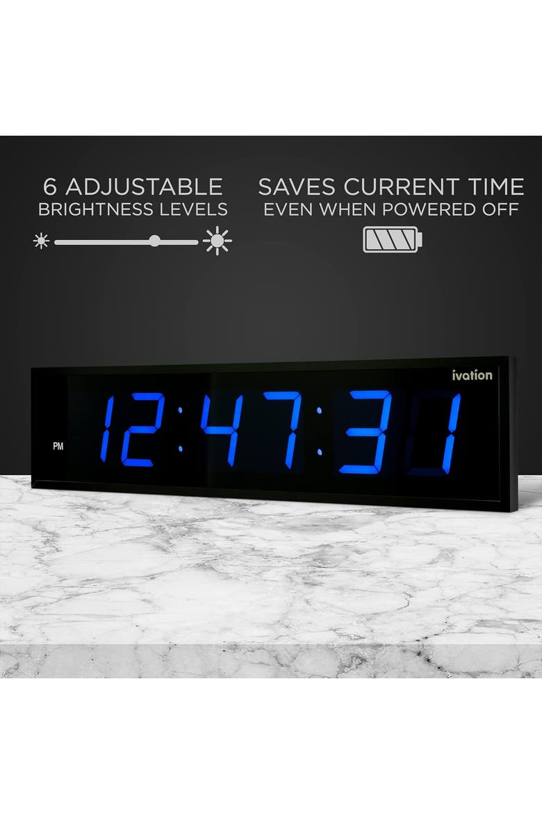 Large Digital Clock, 72 Led Wall Clock with Stopwatch, Alarms, Timer, Temp & Remote, Alternate, color, Blue
