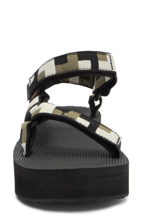 Teva Universal Platform Sandal In Retro Shapes Black