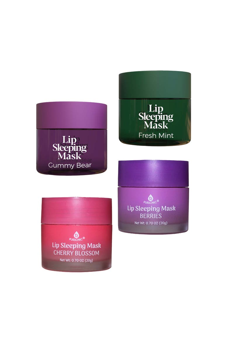 Lip Sleeping Mask Collection Bundle Cherry Blossom & Berries + Gummy Bear & Fresh Mint, Alternate, color, Purple
