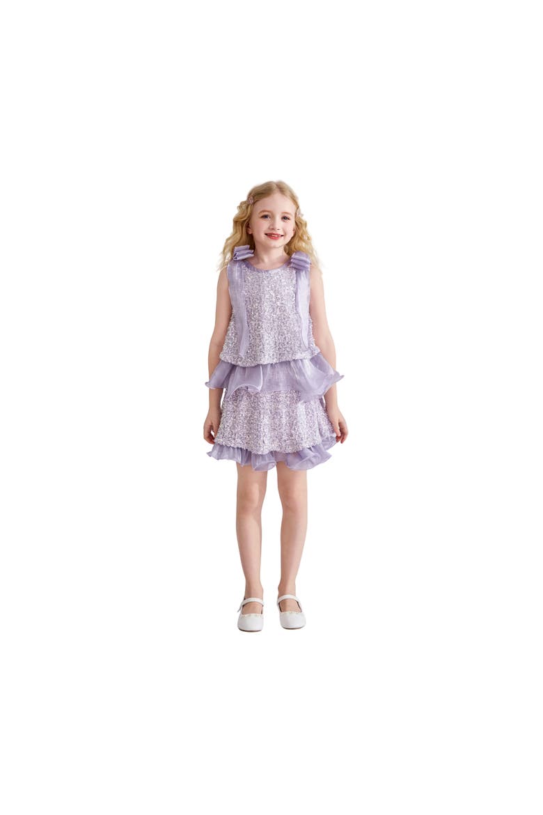 Althea Glitter Ruffle Skirt Set, Alternate, color, Purple