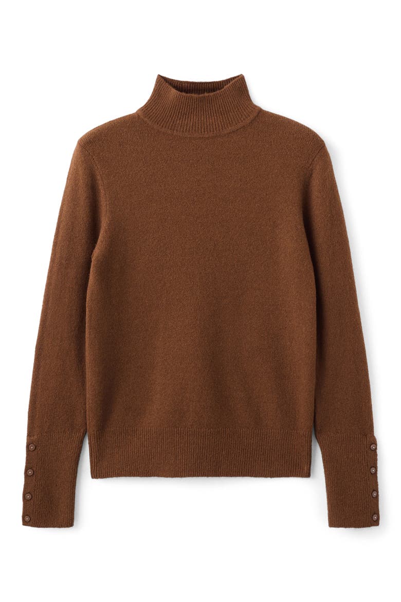 Button Cuff Turtleneck Sweater, Main, color, CARAMEL