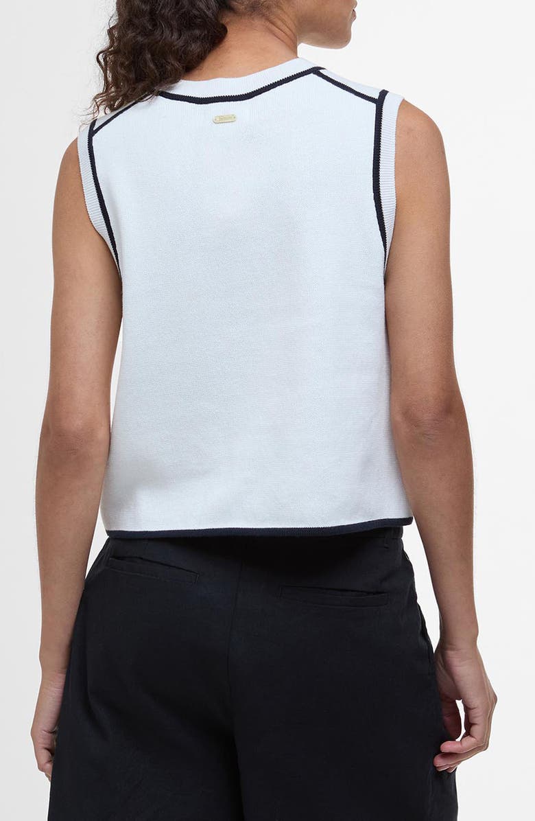 Barbour Amy Contrast Detail Sleeveless Cotton Sweater, Alternate, color, Cloud