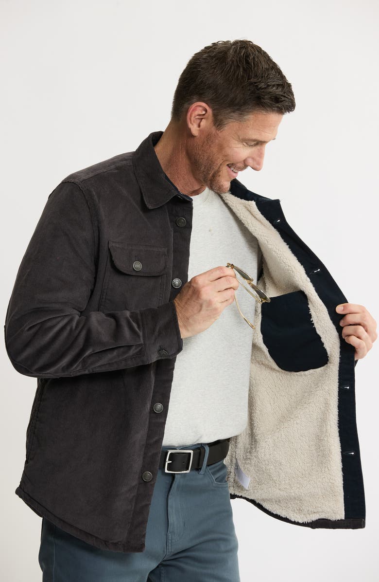 JACHS Stretch Cotton Corduroy Faux Shearling Lined Jacket, Alternate, color, Charcoal