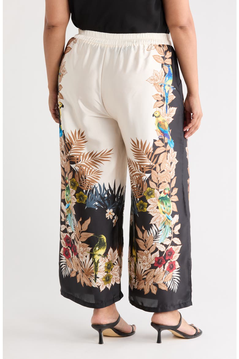 Tropical Print Side Border Wide Leg Pants, Alternate, color, JUNGLE BIRD PRINT