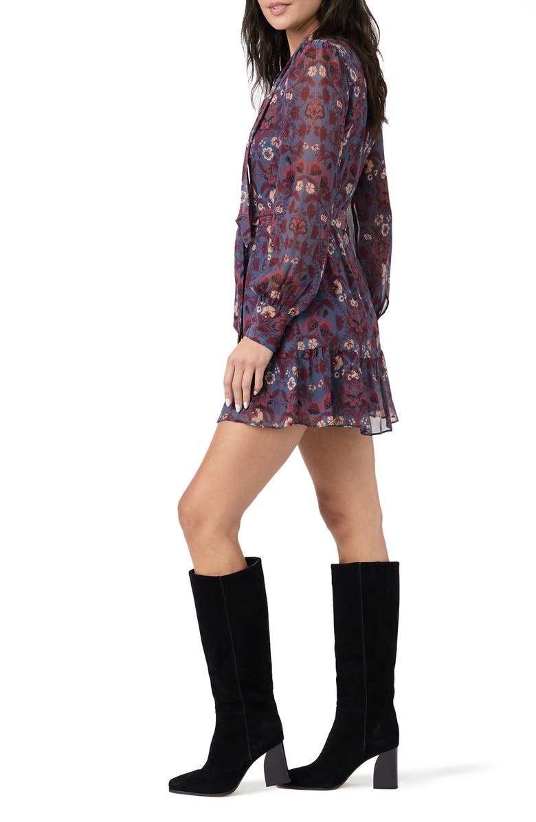 PAIGE Vittoria Long Sleeve Silk Minidress, Alternate, color, Amthystmlt