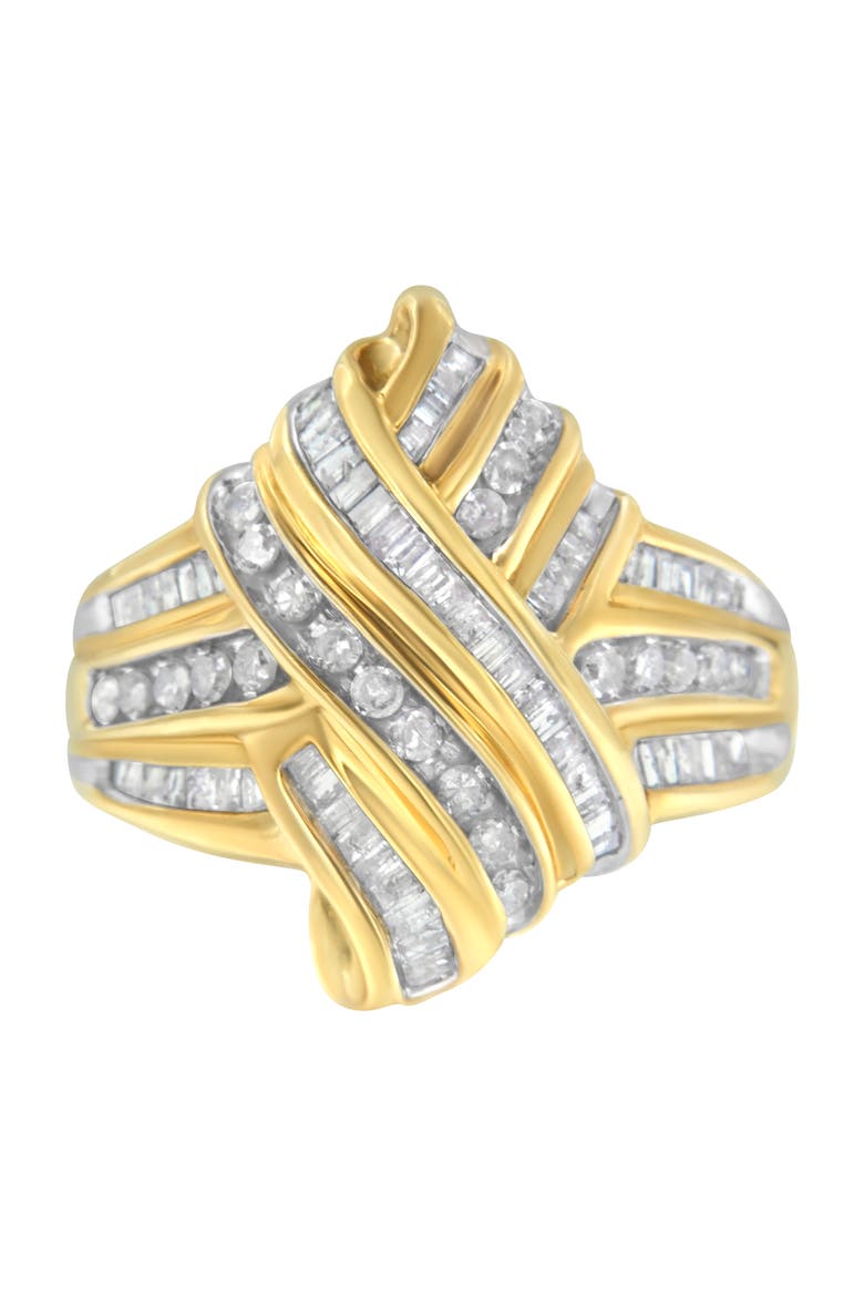 10K Yellow Gold 1.0 Cttw Diamond Bypass Ring, Main, color, Yellow