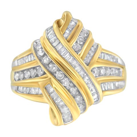 10K Yellow Gold 1.0 Cttw Diamond Bypass Ring