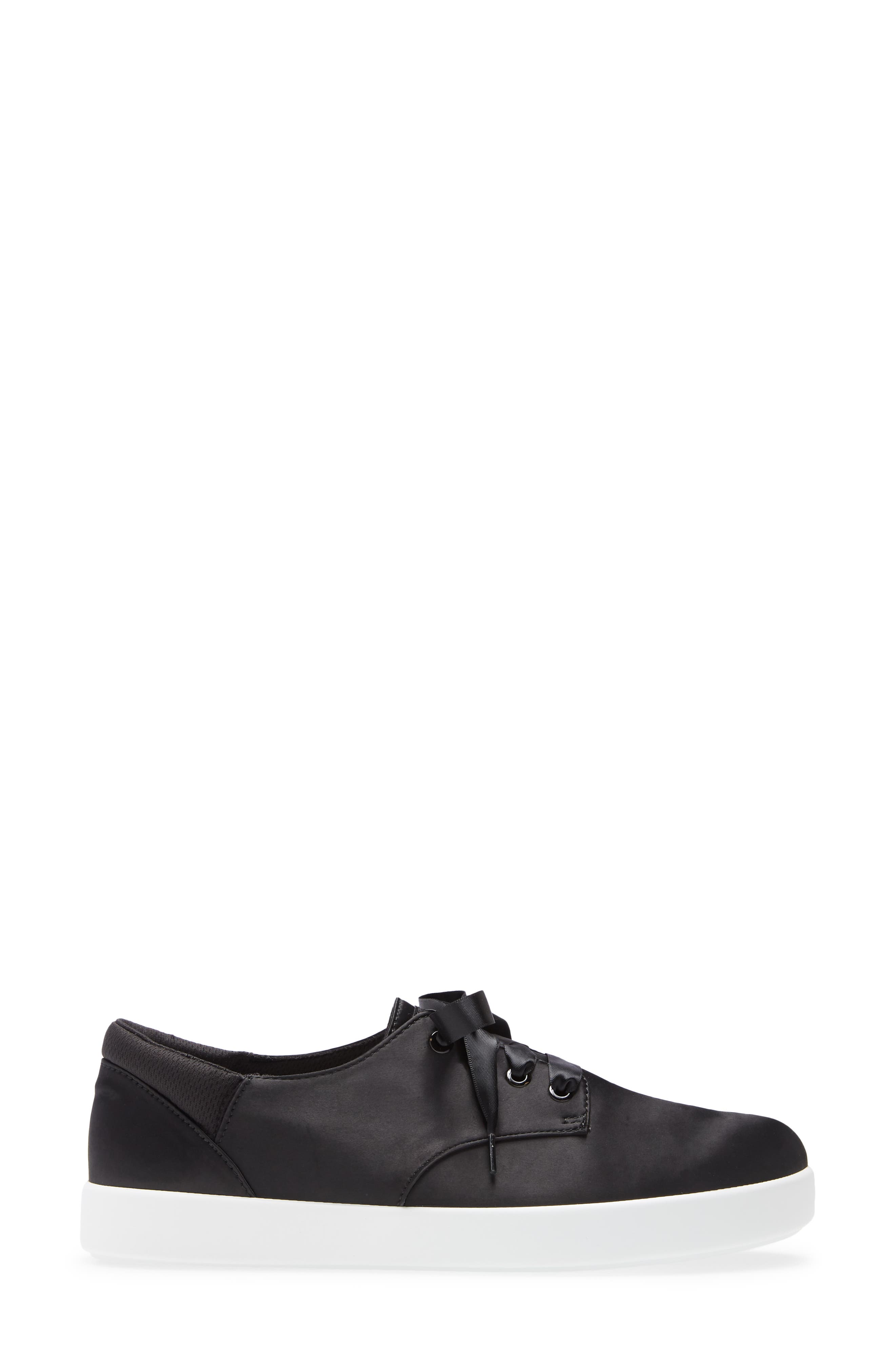 Poly Sneaker, Alternate, color, BLACK SATIN LEATHER