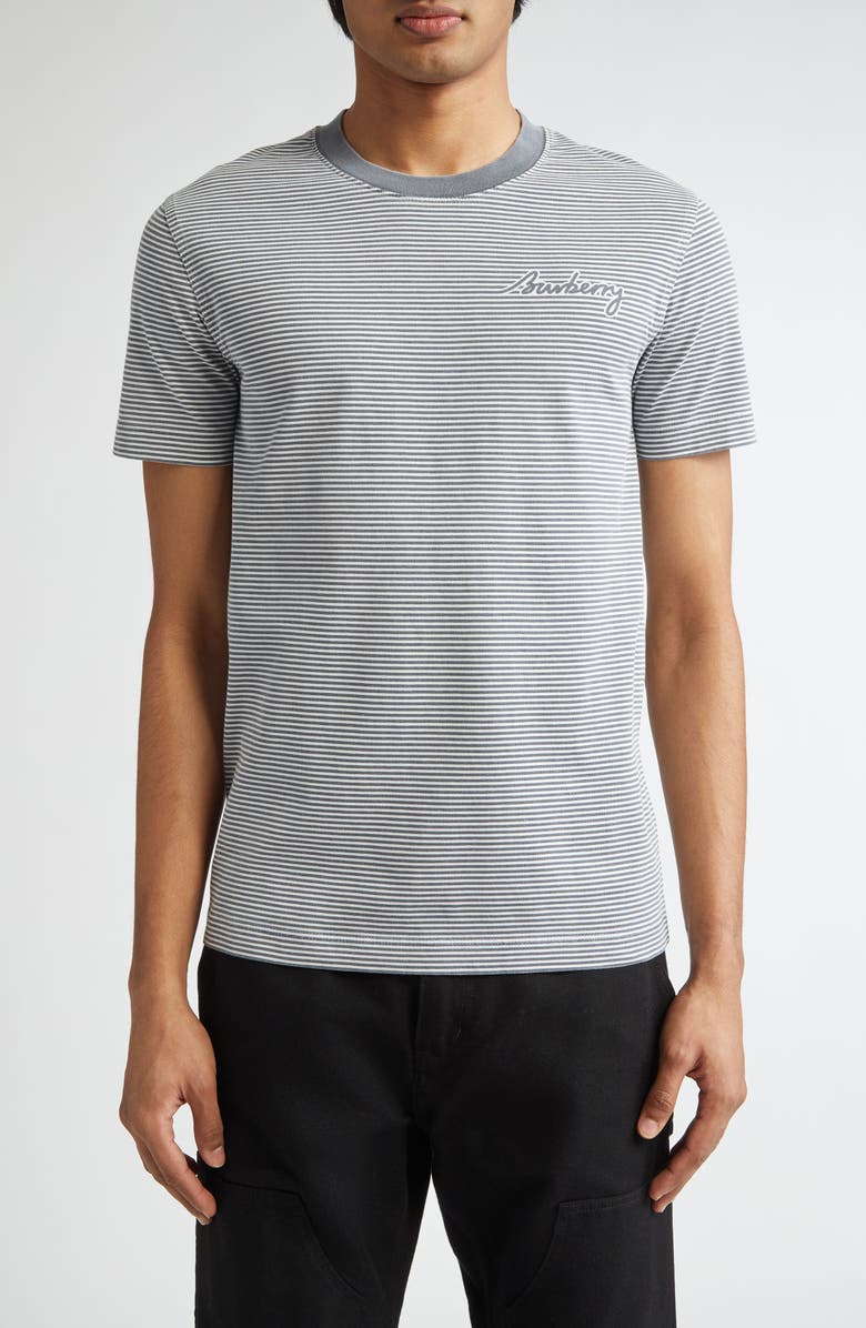 Burberry Stripe Chest Logo T-Shirt, Main, color, Magnet