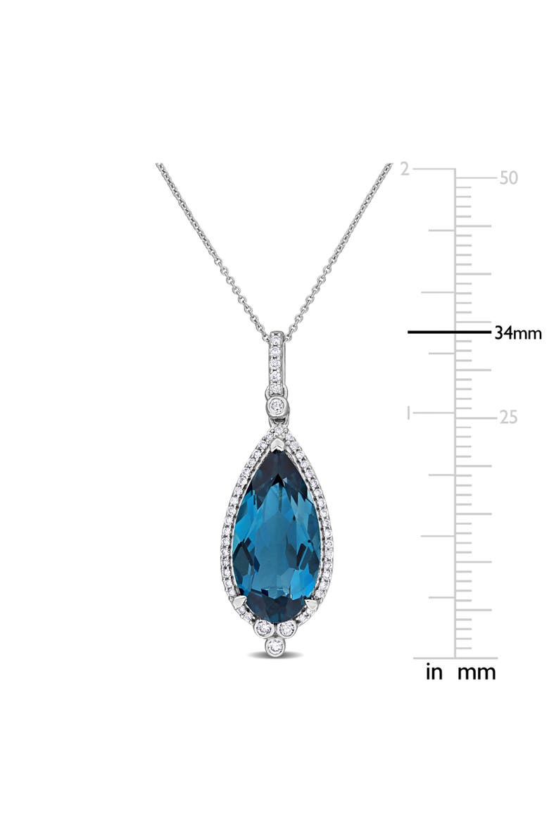 Blue Topaz & Diamond Teardrop Necklace 10k, Alternate, color, Blue Topaz