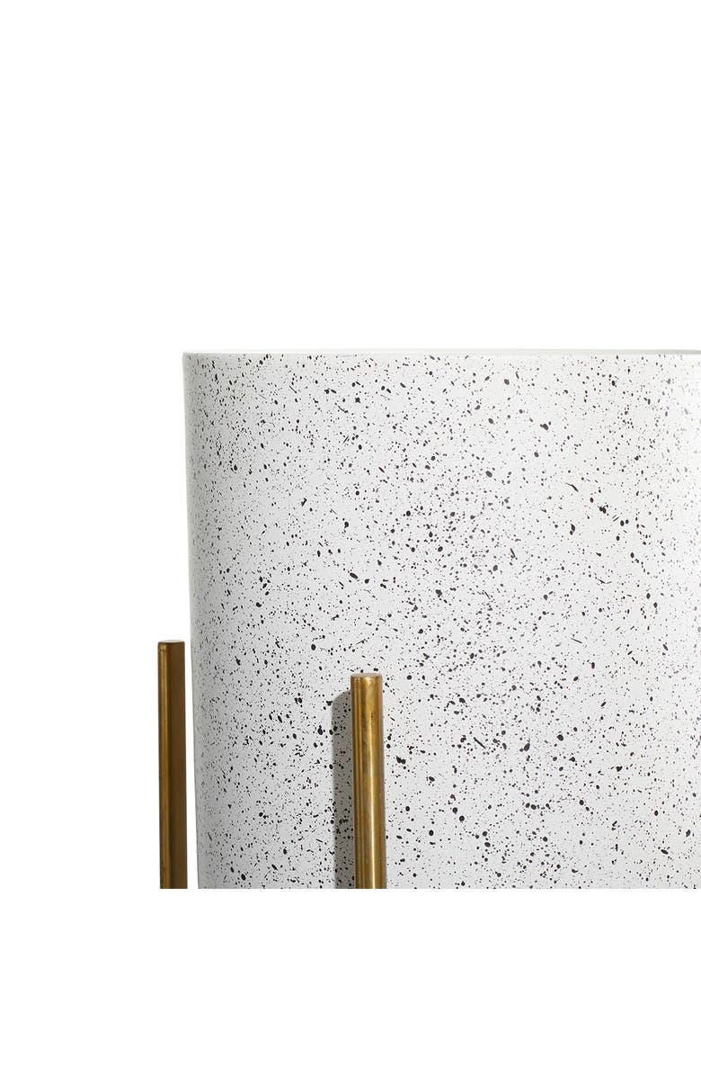 VIVIAN LUNE HOME White Metal Indoor & Outdoor Speckled Planter with Removable Stand - Set of 2, Alternate, color, Multi