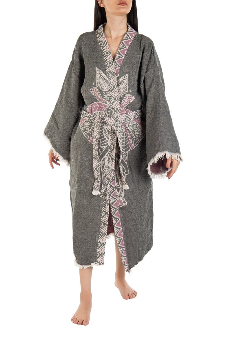 Astrid - Elephant Pattern Handmade Cotton Robe Cover-Up, Alternate, color, Grey