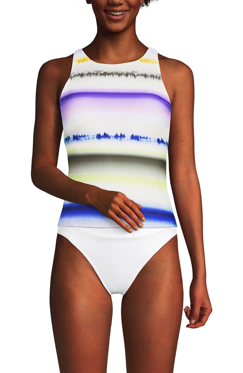 Lands' End D-Cup Tugless High Neck Strappy Back Tankini Swimsuit Top, Main, color, 