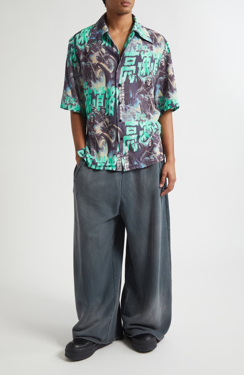 LU'U DAN Ghostriders Short Sleeve Camp Shirt, Alternate, color, Ghost Riders