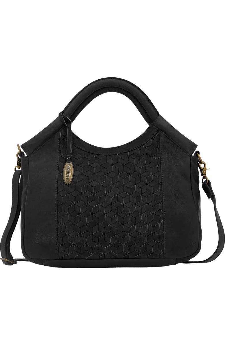 Børn Woven Leather Satchel, Main, color, Black