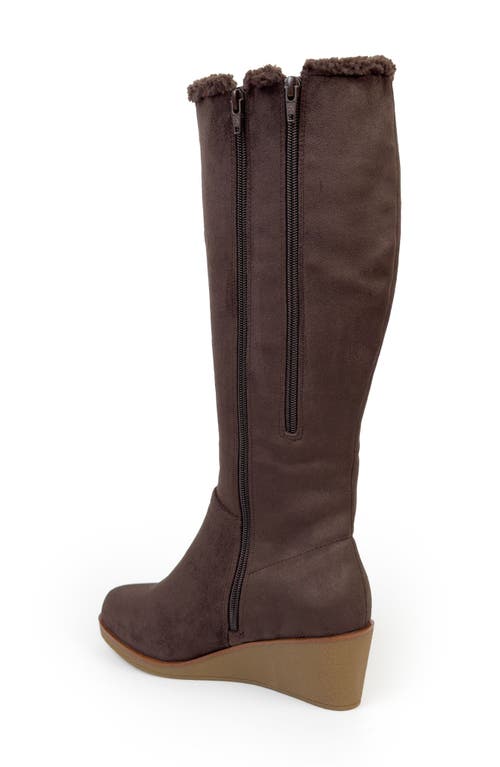 Aerosoles Binocular Faux Shearling Lined Wedge Boot In Brown
