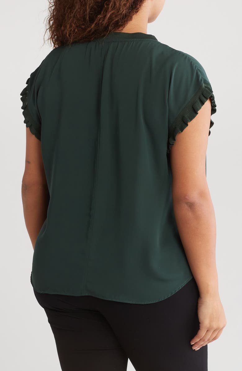 T Tahari Ruffle Cap Sleeve Top, Alternate, color, Jungle Green