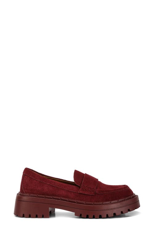 Rag & Co Women's Red Honora Suede Chunky Loafers In Burgundy In Burgundy