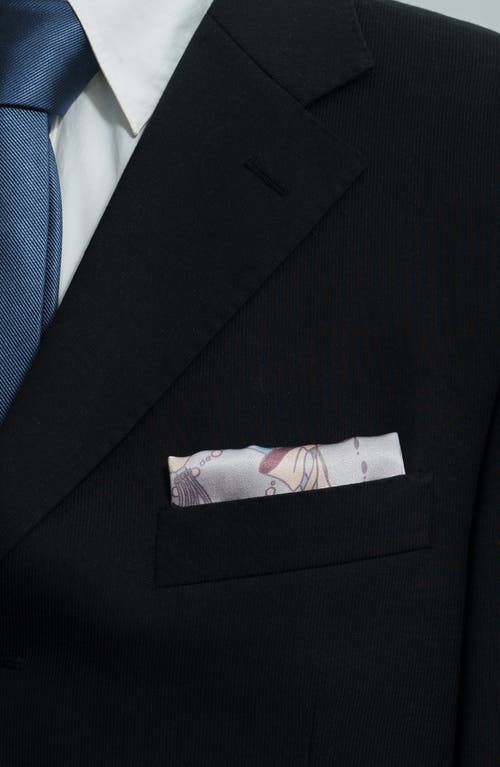 Lost Pattern Datura Silk Pocket Square In Multi