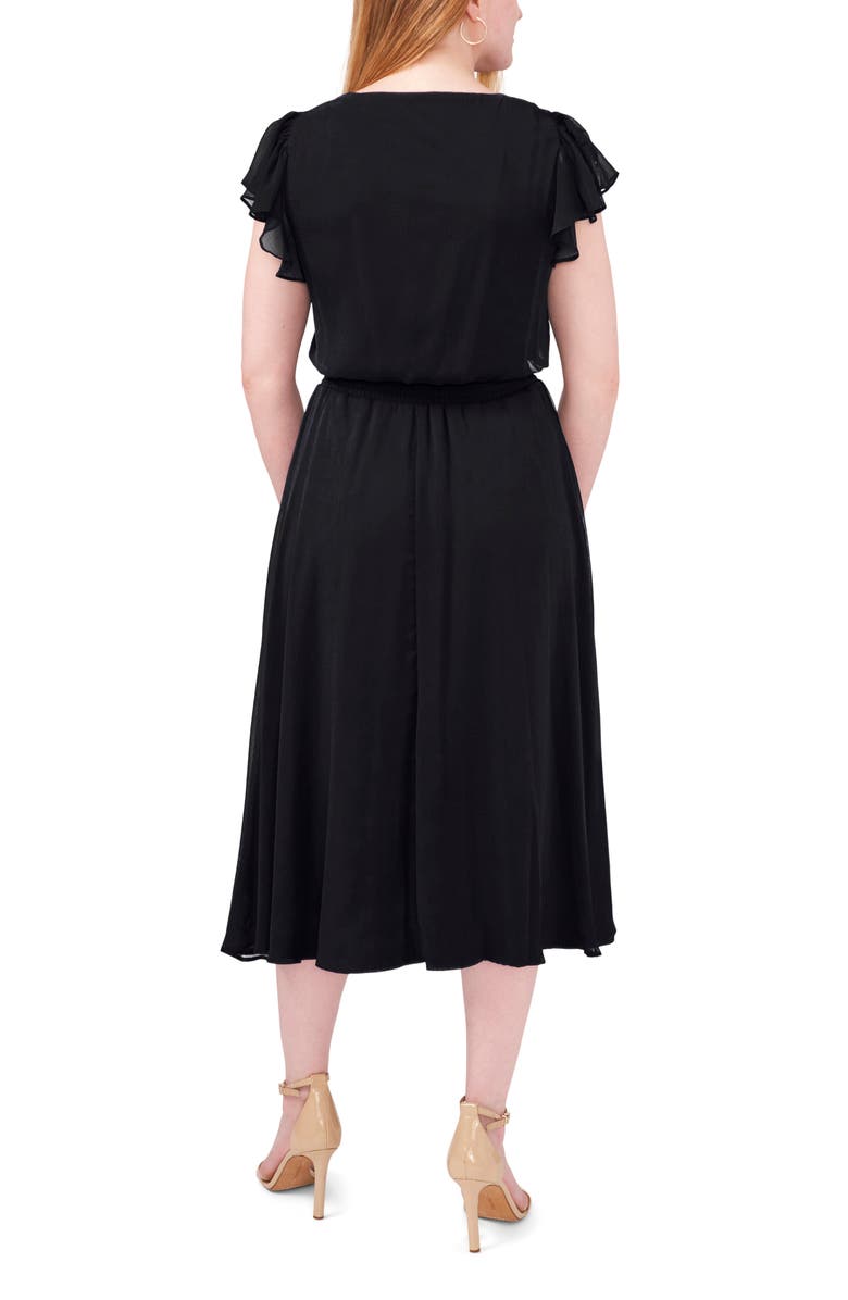 Chaus Smock Waist Flutter Sleeve Midi Dress, Alternate, color,