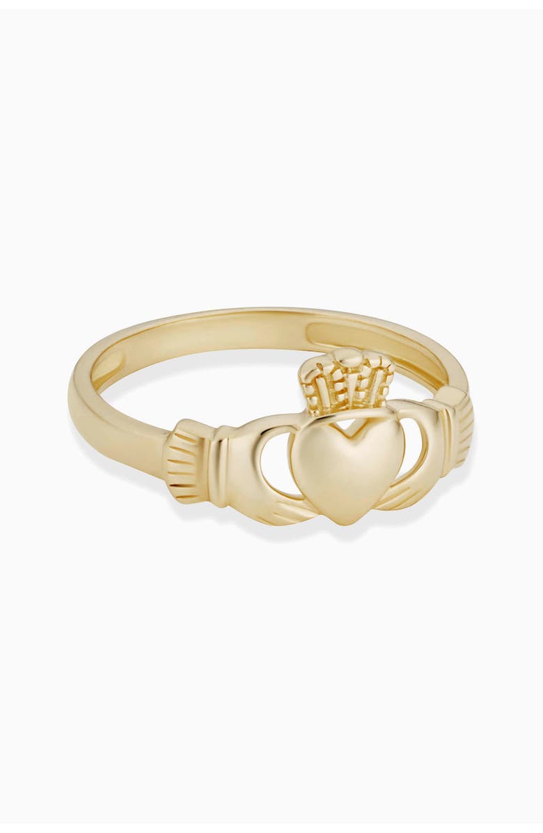Oradina 14K Gold Claddagh Band Ring, Alternate, color, Yellow Gold