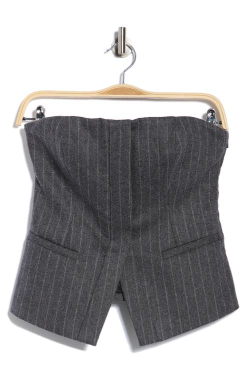 A.l.c Renee Strapless Pinstriped Wool-blend Flannel Top In Gray