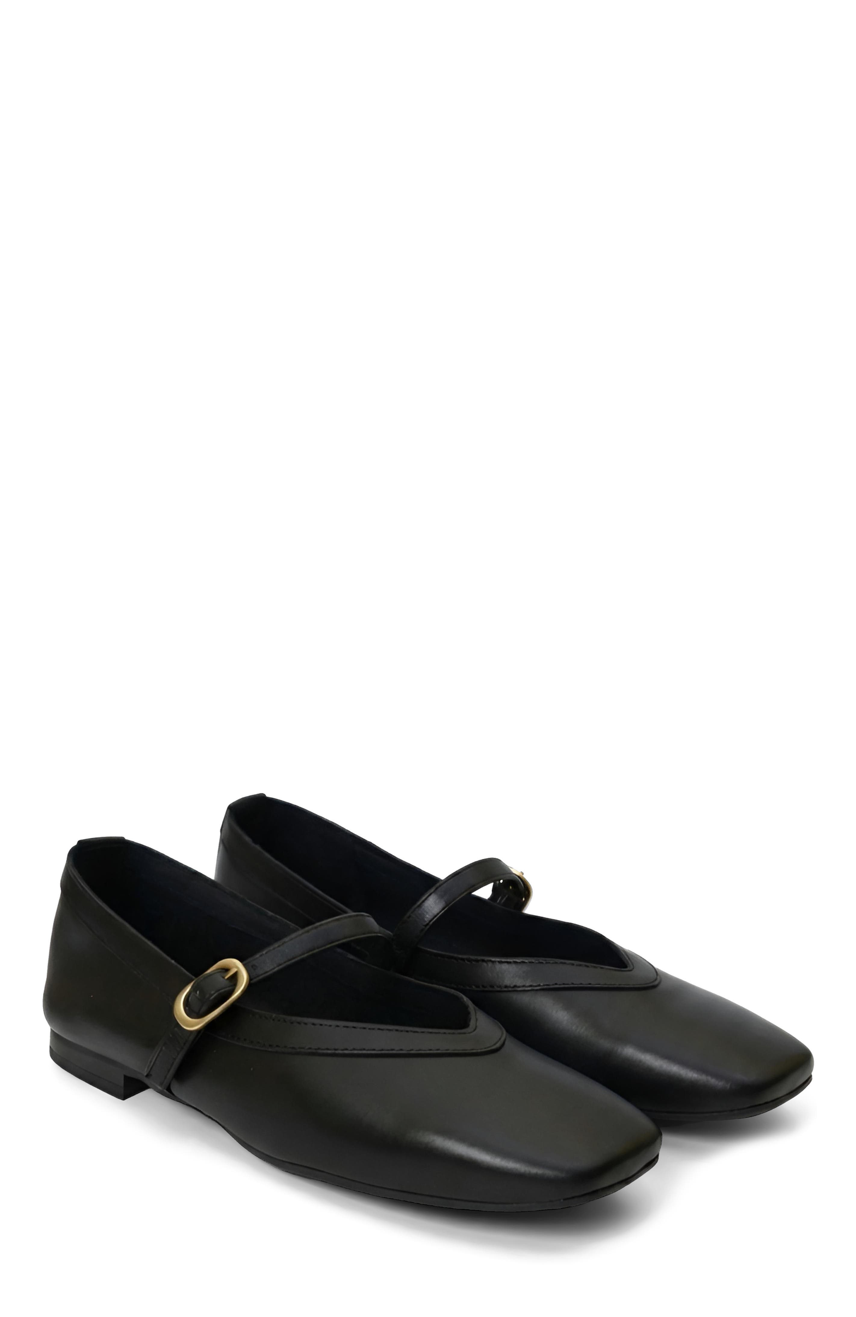 Menina Step Greta Leather Mary Jane Flat, Alternate, color, Black