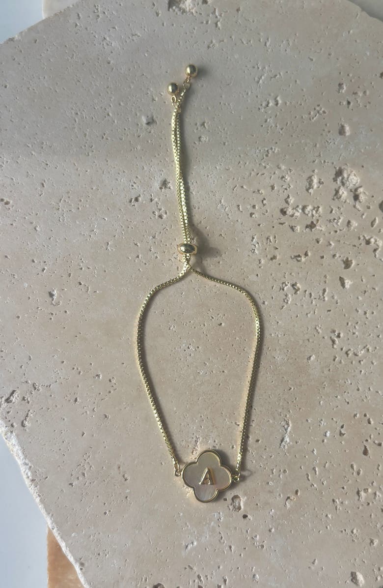 Adornia Mother of Pearl Initial Clover Bracelet, Alternate, color, White-A