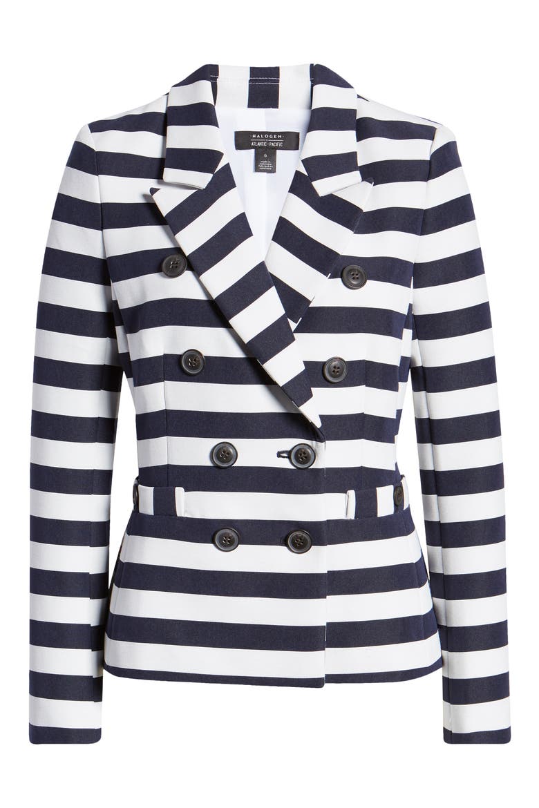 x Atlantic-Pacific Stripe Blazer, Main, color, NAVY- WHITE STRIPE