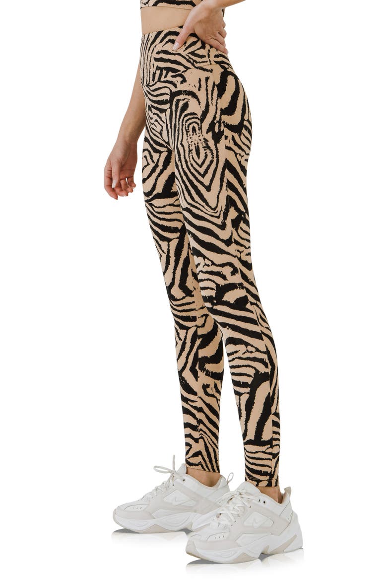 Animal Print High Waist Leggings, Alternate, color, BEIGE/ BLACK