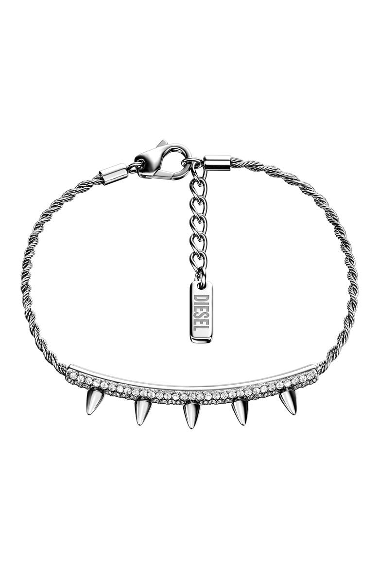 Spike Pavé ID Bracelet, Main, color, SILVER