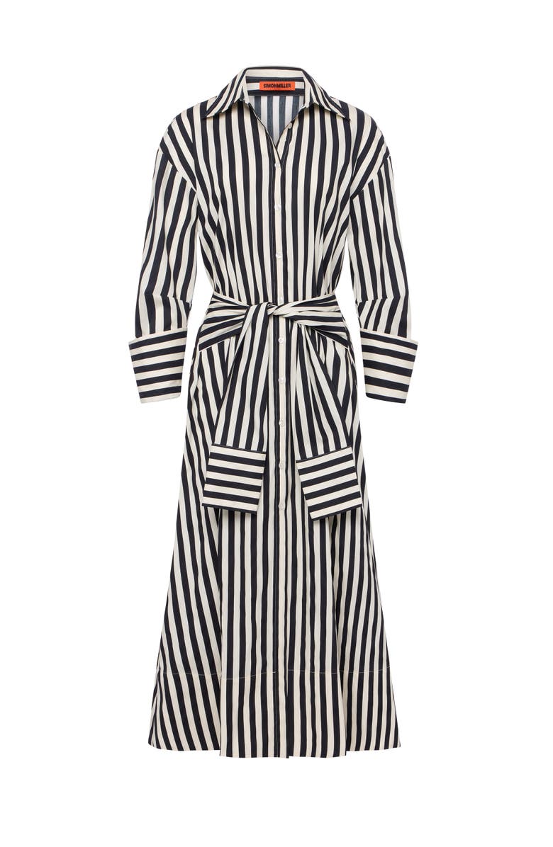SIMONMILLER Inna Poplin Maxi Dress, Main, color, Black/White Stripe