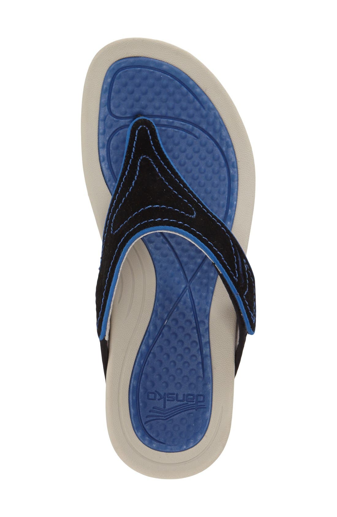 Katy 2 Thong Sandal, Alternate, color, BLACK/ COBALT SUEDE
