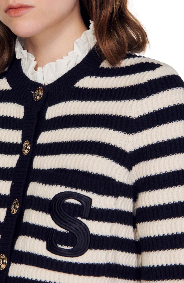 SANDRO Sailor Stripe Cardigan, Alternate, color, 