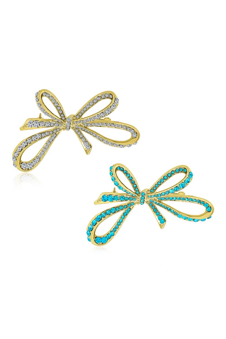 Set of 2 Wedding Bow Pins, Main, color, METALLIC BLUE