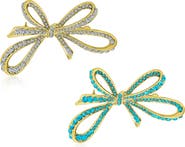 BLING JEWELRY Set of 2 Winter Wedding Bow Pins