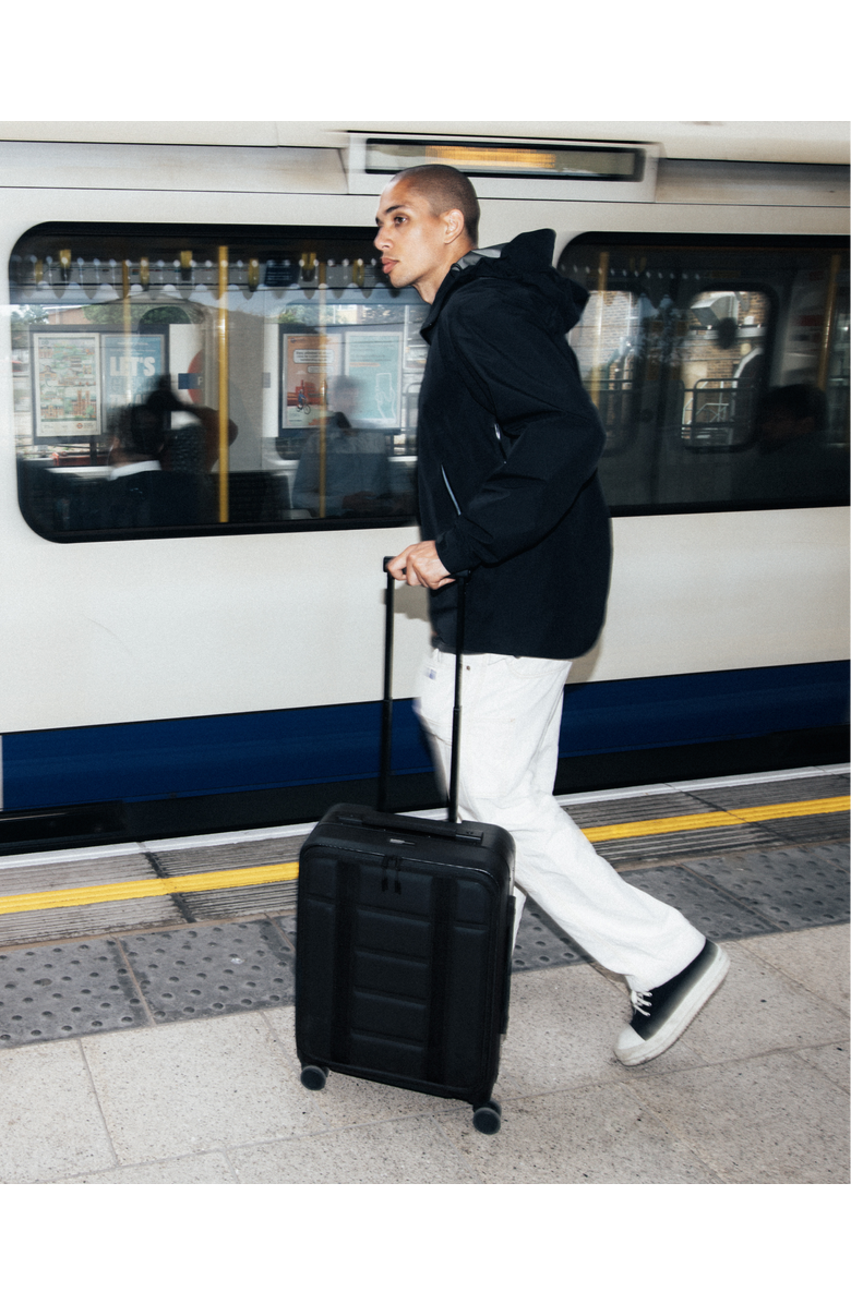 D_b_ Ramverk Pro Hardside 21 Inch Carry On Luggage Spinner with Buckle Closure and Zipper Front Access Pocket, Alternate, color, Black Out