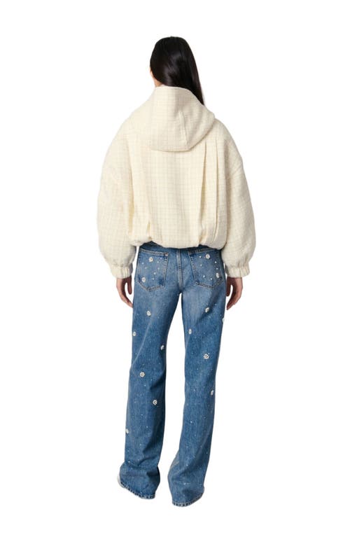 Maje Tweed Down Jacket In Ecru