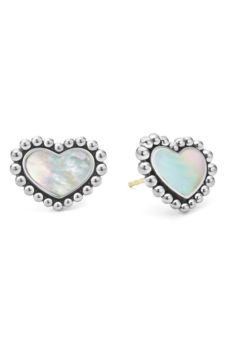 LAGOS Maya Heart Stud Earrings, Alternate, color, Silver/ White Mother Of Pearl