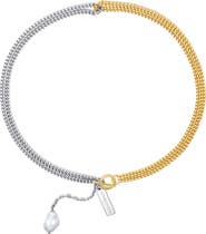 Classicharms Two-Tone Chain Baroque Pearl Necklace