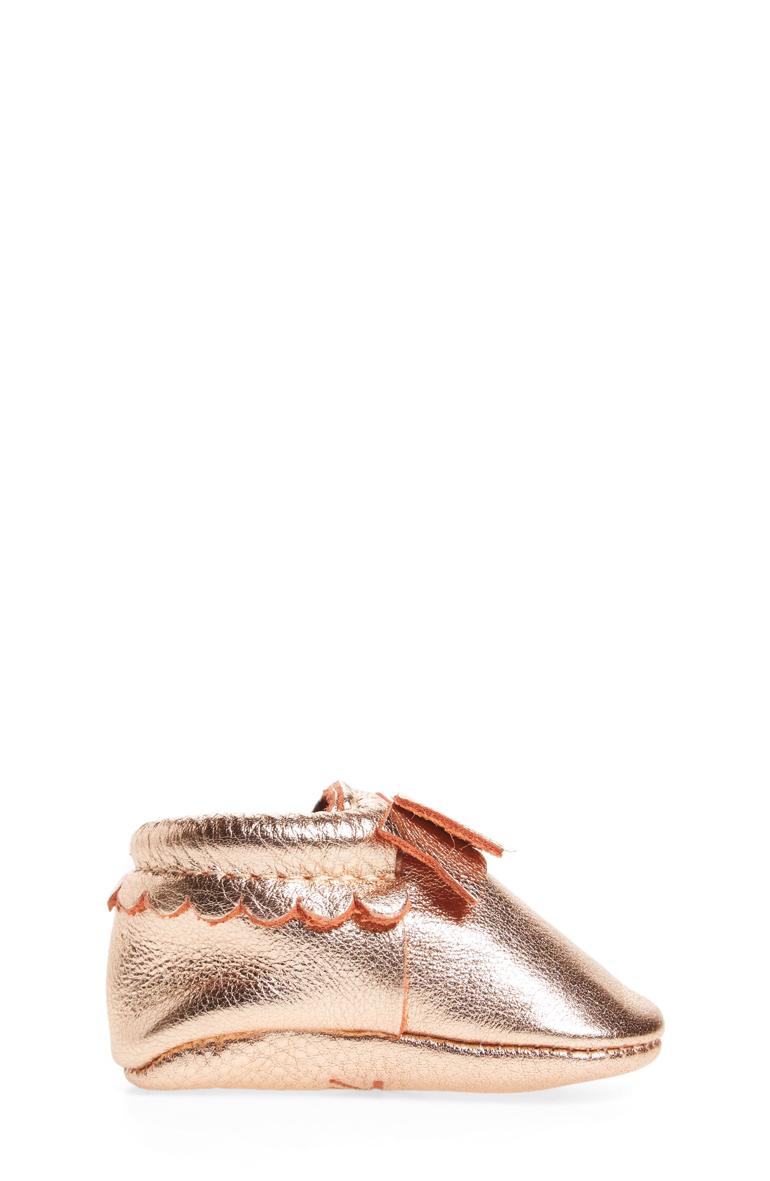 Bow Moccasin, Alternate, color, ROSE GOLD