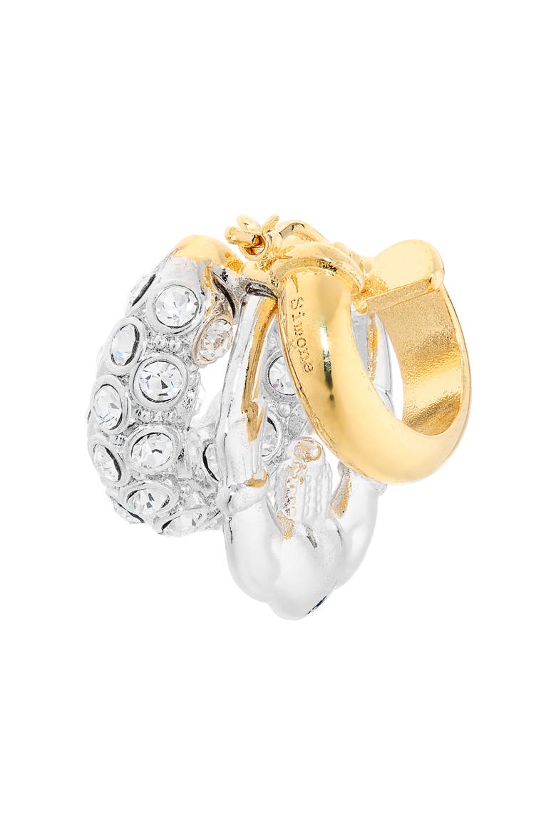 Stacked Rhinestone Hoop Earrings, Alternate, color, RHODIUM/ GOLD/ CRYSTAL